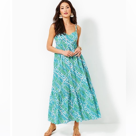 LILLY PULITZER NEW HEIDI COTTON MAXI DRESS SIZE 12 - Picture 1 of 9
